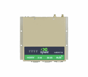 Front view of the InBOX710 industrial edge computer showing ports and rugged enclosure design